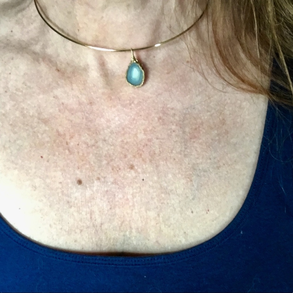 Stone wire necklace vermeil